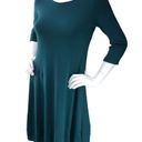 Eileen Fisher  Size XS Fit and Flare Dress Teal Jersey Knit Stretch 3/4 Sleeve Photo 1