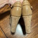 Tory Burch  Wendelle Tan Leather Wedge Platform Sandals Size 8 T strap Photo 2