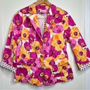 Joan Rivers Vintage  Vibrant Floral Blazer Jacket Women’s Size 12 Pink Yellow Photo 0