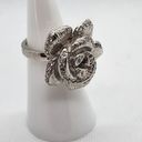 Krass&co Vera &  Brass Silver Tone & Clear Cubic Zirconia Flower Ring (5) Photo 3