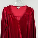 Wonderly  red crush velvet ruched faux wrap long sleeve blouse 1X Photo 1