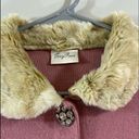 Tracy Reese  vintage vibes faux fur collar jeweled buttons women’s cardigan s Photo 1