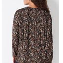 J.Jill  Petite Prairiecore Smocked Black Brown Floral Long Sleeve Blouse  SZ S Photo 12