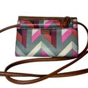 Fossil  Sophia PVC Wallet Crossbody Bag Chevron Womens Size Small Blue Brown Photo 2