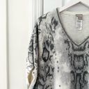 Chico's  Grey White Snake Print Cozy Embellished V Neck Poncho Sweater S/M Photo 3