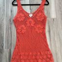 Free People  M Orange Beachy Boho Floral Crochet Knit Sheer Top Photo 0