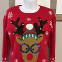 United States Sweaters United States Sweater Red Christmas Crewneck Sweater with Reindeer & Bells-Small Photo 1