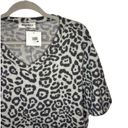 Harper Haptics by Holly  V-Neck Leopard Print Short Sleeve Gray Soft Tee Shirt Photo 2