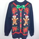 Gildan Ugly Christmas Gingerbread Man Heavy Blend Sweatshirt Navy Blue Medium Photo 0