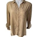 Velvet Heart NWT,  Tan Washed Out Button Up Long Sleeve Shirt Photo 0