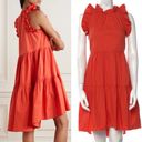 Ulla Johnson  Tamsin Ruffled Tiered Cotton Dress Coral Size 0 Photo 3