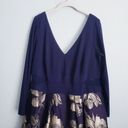 XScape  Navy Blue Long Brocade Ballgown Photo 5