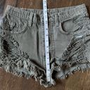 Carmar Denim High Rise Distressed Jean Shorts Army Green Size 27” Photo 8