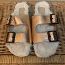 mix no. 6  Faux Fur Lined Rose Gold Birkenstock Sandal Slides Size 7.5 Photo 2