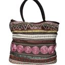 Antik Kraft  Brown Floral Embroidered Sequins Beaded Tapestry Oversized Tote Bag Photo 1