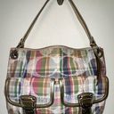 Coach Y2K  Poppy Daisy Madras Hobo Handbag Metallic Gold Shabby Chic Shoulder Photo 0