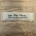 We The Free  People Women Keep It Simple Button Up Top L Large Peach Frayed Linen Photo 8