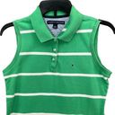 Tommy Hilfiger  Polo Womens M Green White Striped Sleeveless Golf Shirt Top Y2K Photo 2