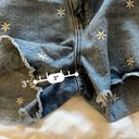 Marshalls Khaki + Blue Daisy Embroidered Denim Shorts Photo 9