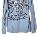 Silence + Noise  Skeleton Flower Hoodie Sweatshirt Light Blue Size Medium Photo 5