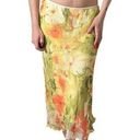 vintage 90s y2k yellow floral print layered mesh lettuce hem midi maxi skirt Photo 0