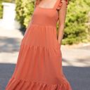 Comfy And Ready Reilly Ruffle Maxi Dress Size Small In Apricot Photo 0