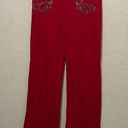 BCBGMAXAZRIA  Y2K Studded Low Rise Wide Leg Track Pants Red Size XL NWOT Photo 0