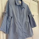 Style & Co SALE  blue striped button front top size small Photo 3