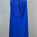 Badgley Mischka Belle  Dress 8 Blue Lace Short Sleeve Shift Mini Party‎ Womens Photo 3