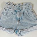 Light Blue Cuffed Belted Denim High Photo 0