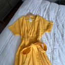 Marine layer Valencia gold yellow shirt sleeve midi wrap sundress M Photo 9