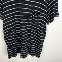 Alexander Wang T by  Womens Pocket Tee Shirt Sz Medium Black Stripe Viscose Linen Photo 3