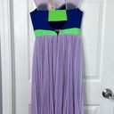 Three Floor Sz 4  High Time Royal Blue, Neon Green and Lavender Color Block Dress Photo 2