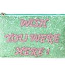 Wish From St. Xavier  You Were Here green sequin clutch bag NWT Photo 0