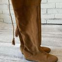 Joie  Tall Leather Flat Boots Camel Color Size 5 Knee High Brown Boho Festival Photo 5