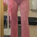 Pink see through cover up flare pants NWT Photo 6