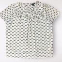 J.Crew  Business Casual White Bow Print Blouse Top Size M Photo 0