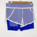 LF  Blue White Logo Mesh Overlay Fishnet Biker Shorts Women's Size Small S NWT Photo 1