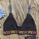 Tavik swim Black Floral Embroidered Tavik Deneuve Scoop Neck Bikini Top Photo 0