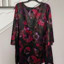 Dennis Basso Dennis By  Womens Size XL Silky Dress Black Pink Floral Photo 5