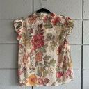 Mango Women’s  Floral Print Swiss Dot Blouse size 4 Photo 1