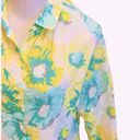 The Loft  Lightweight Semi Sheer Floral Button Down Shirt Blouse Green Yellow XS Photo 1