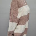 Pink Lily  Dusty Mauve Striped Slouchy Oversized Cardigan Size Medium Photo 2