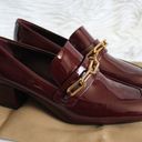 Burberry  Burgundy Red Chillcot Chain Patent Leather Block Heel Loafer Pump Photo 0