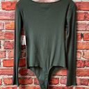 Open Edit Olive Green  Button Up Scoop Neck Long Sleeve Bodysuit Photo 12