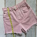 ZARA  Light Pink High Rise Side Slit Button Fly Cut-Off Denim Shorts Women’s 2 Photo 3