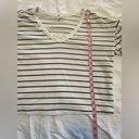 BP . Black & White Striped V-Neck Cotton Sweatshirt, 3/4 Blouson Sleeves Size S Photo 6