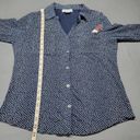 Liz Claiborne  Blue Shirt Preppy Polka Dot Classic Long Sleeve Top Women Size M Photo 6