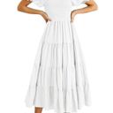 NEW Midi Dress Puff Square Neck Smocked Tiered Beach Dress XL Photo 1