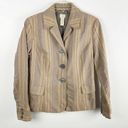 J.Jill  Brown Striped Wool Blend Three Button Blazer, Size 8 Photo 0
